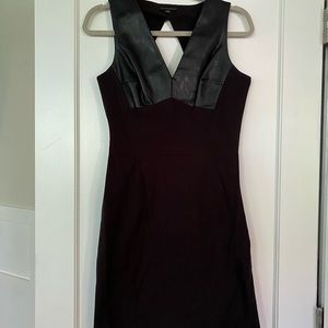 Banana Republic Black Leather Mix Sheath Dress